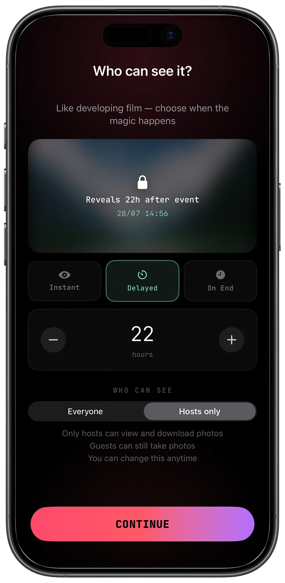 Choosing reveal time and visibility