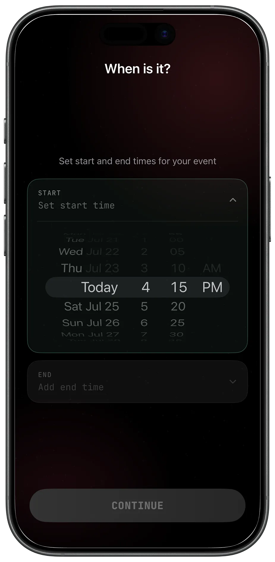 Setting event times